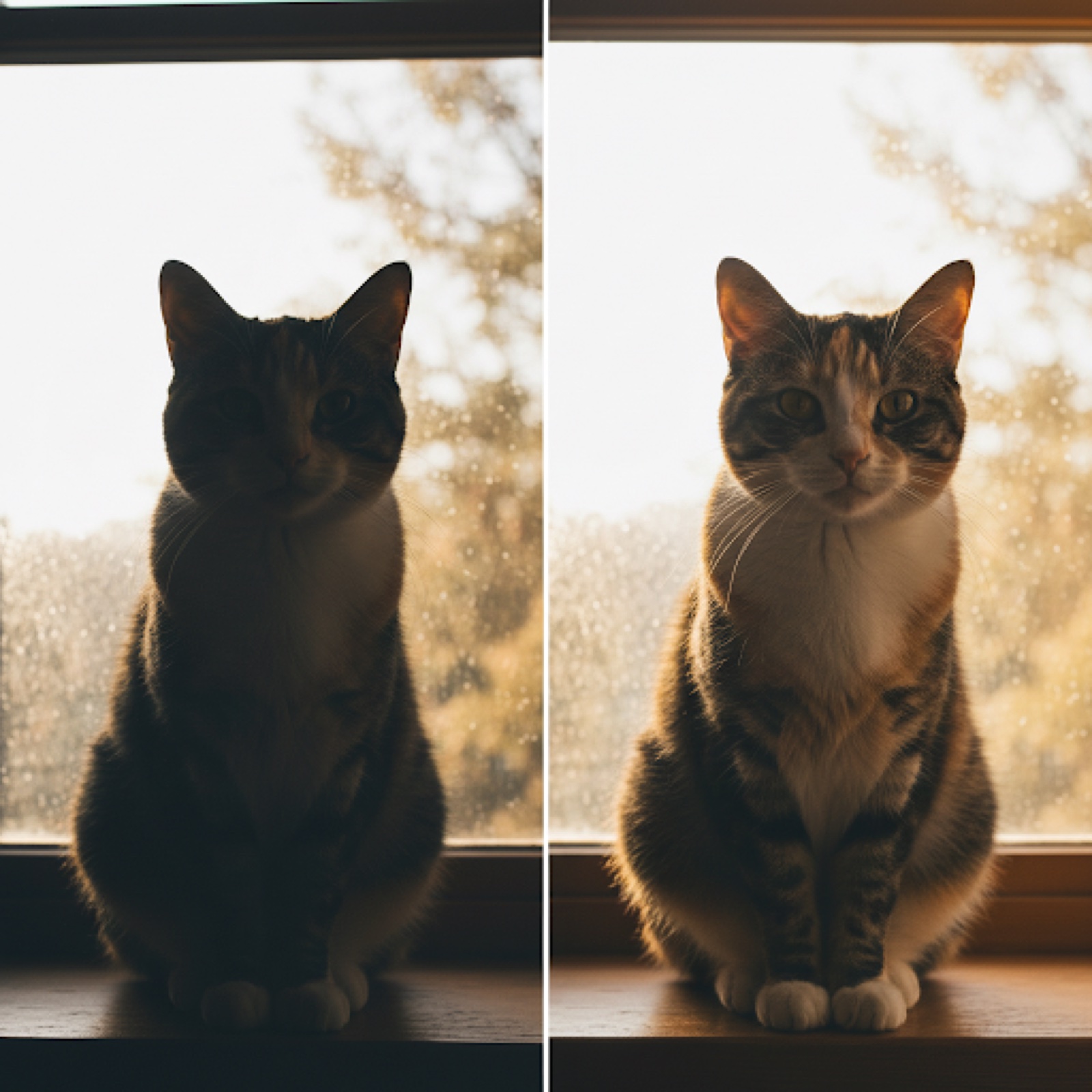 Representative pet photo comparison with better exposure on the subject