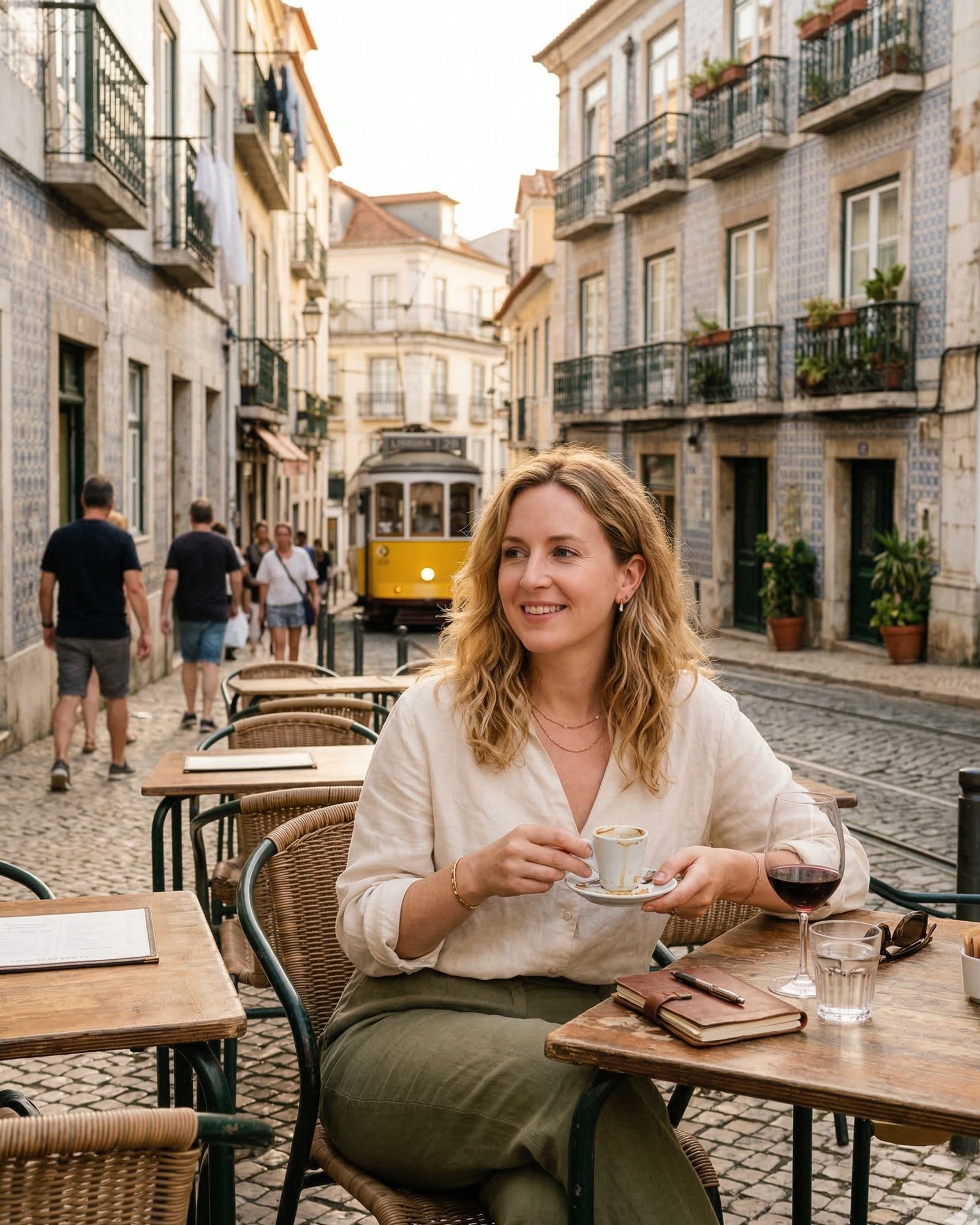 European cafe scene with honest street detail