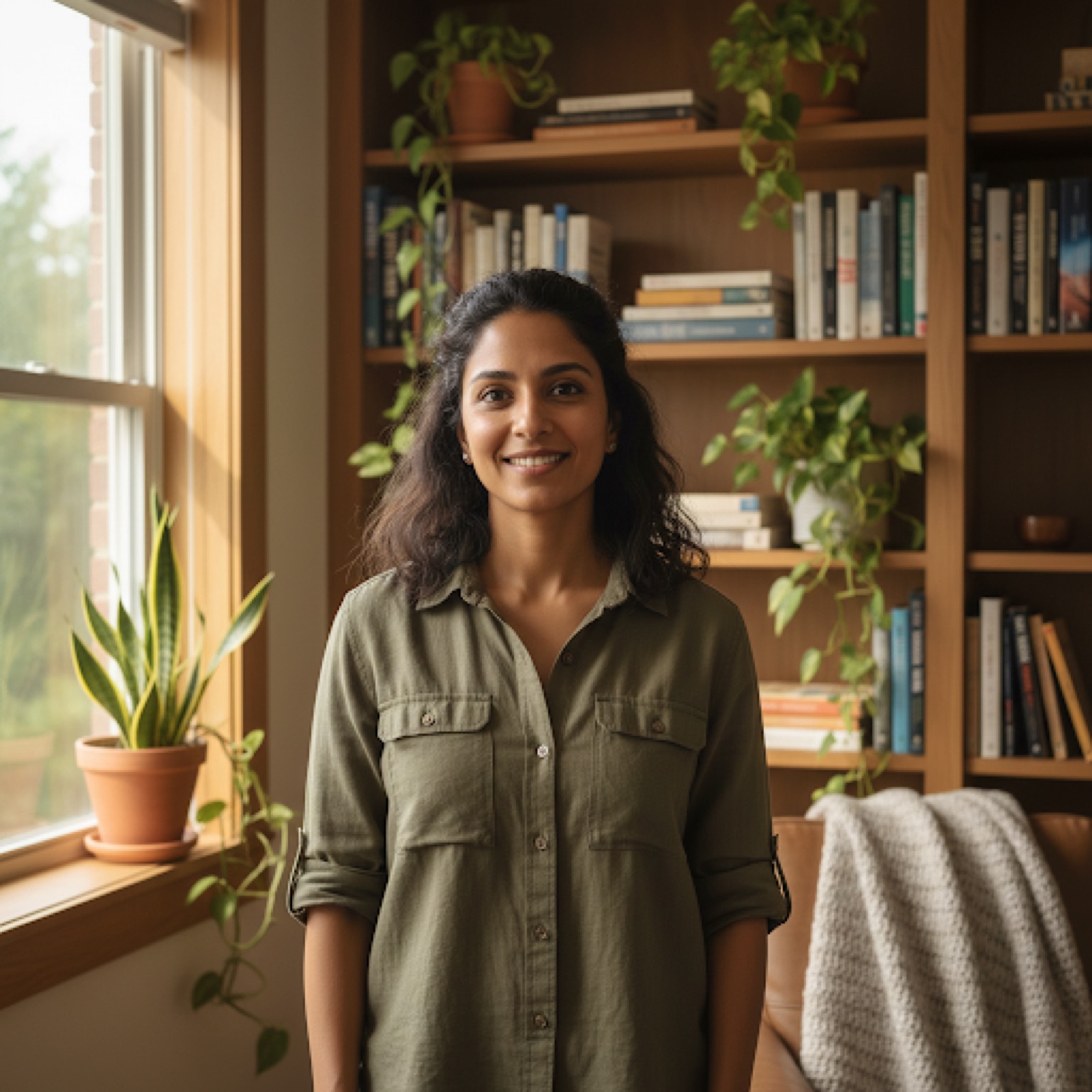 Natural portrait with calm light and the same expression